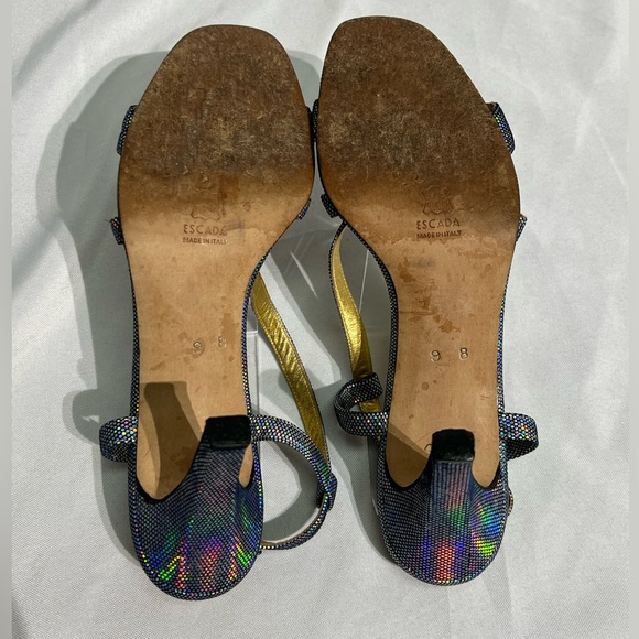 ESCADA Vintage Metallic Rainbow Strappy Heels - size 9B - Picture 6 of 13